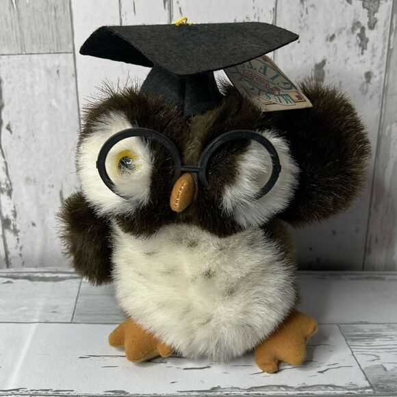 San Francisco Music Box Co Plush Grad Owl Wind Up Musical “School Days” Vintage - Picture 1 of 10